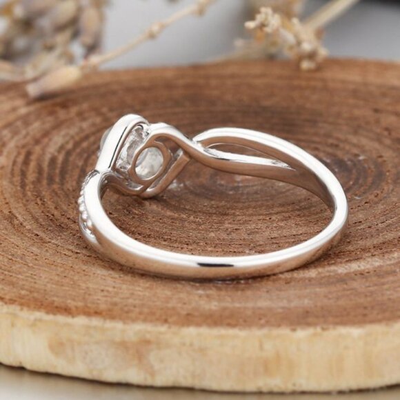 🎁 Super Dainty Tiny 925 Silver Plated White Opal Ring, FB16FA1085 - Picture 6 of 9